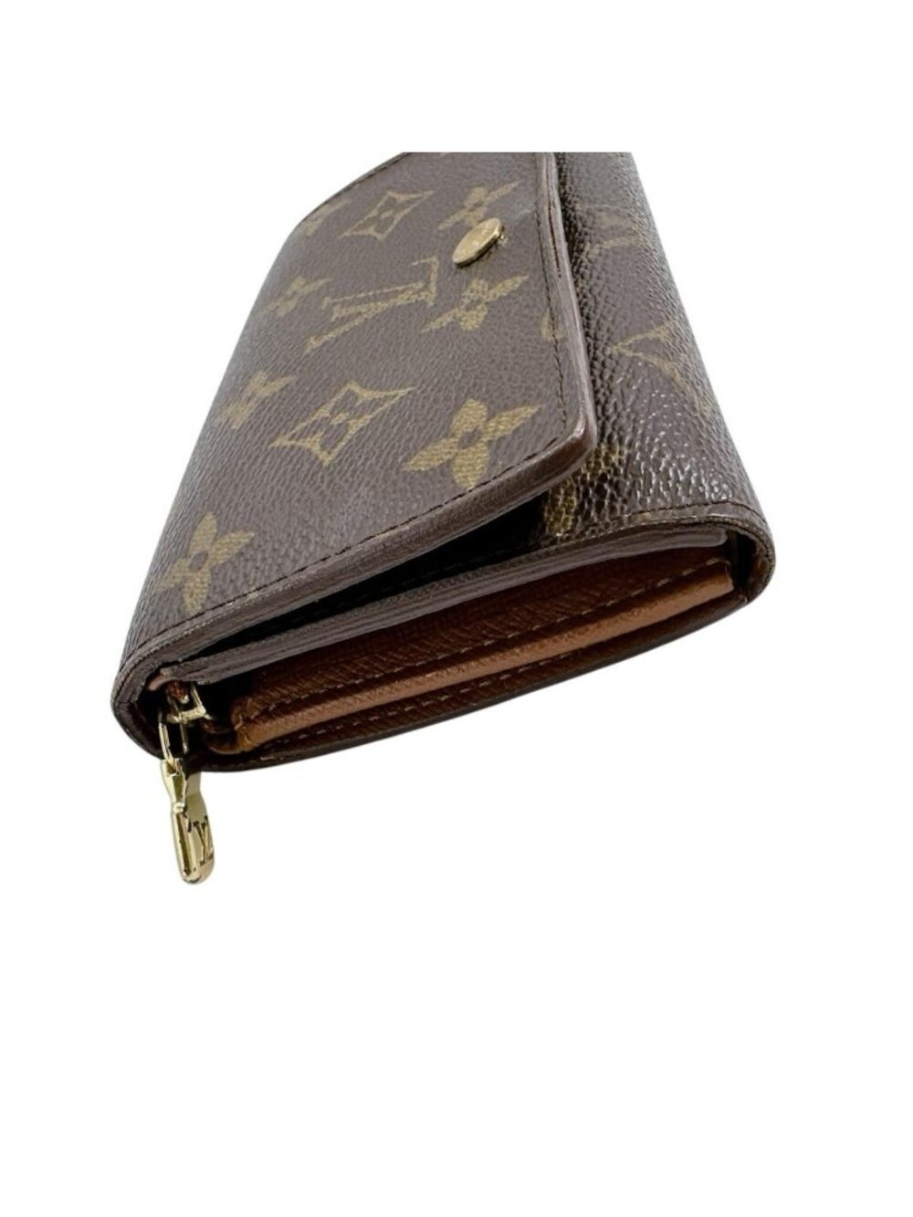 ★SOLD★ Louis Vuitton Monogram L-shaped Zipper Porte Monnaie Vie Tresor Fold - Picture 4 of 15